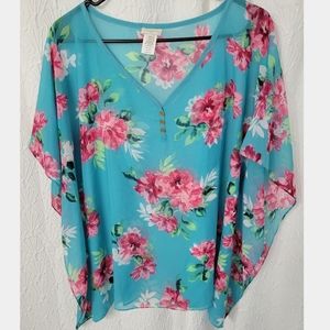 Turquoise floral coverup